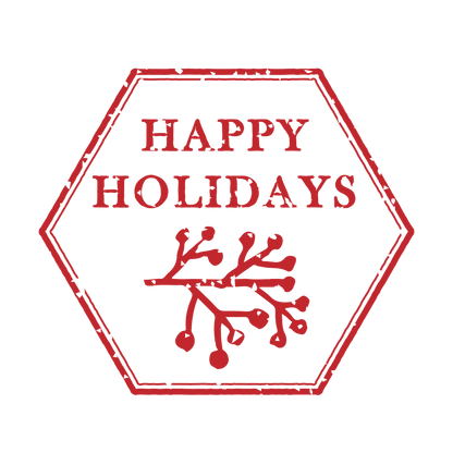 Christmas stamp-style badge DTF transfer design XMAS1478-15. Printed textile transfer only.