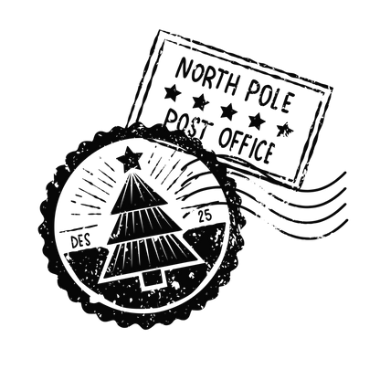 Christmas stamp-style badge DTF transfer design XMAS1478-17. Printed textile transfer only.