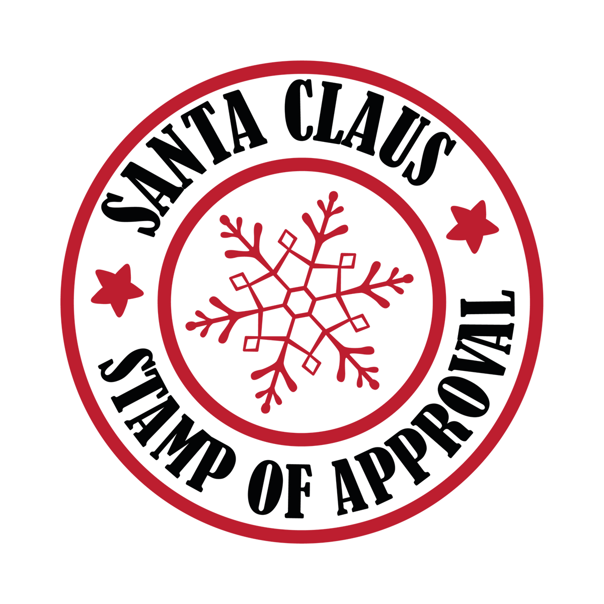 Christmas stamp-style badge DTF transfer design XMAS1478-2. Printed textile transfer only.