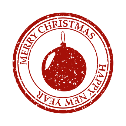 Christmas stamp-style badge DTF transfer design XMAS1478-20. Printed textile transfer only.