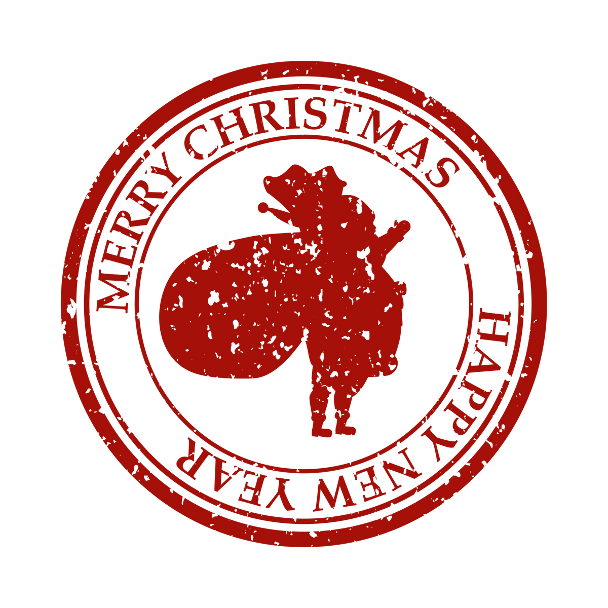 Christmas stamp-style badge DTF transfer design XMAS1478-21. Printed textile transfer only.