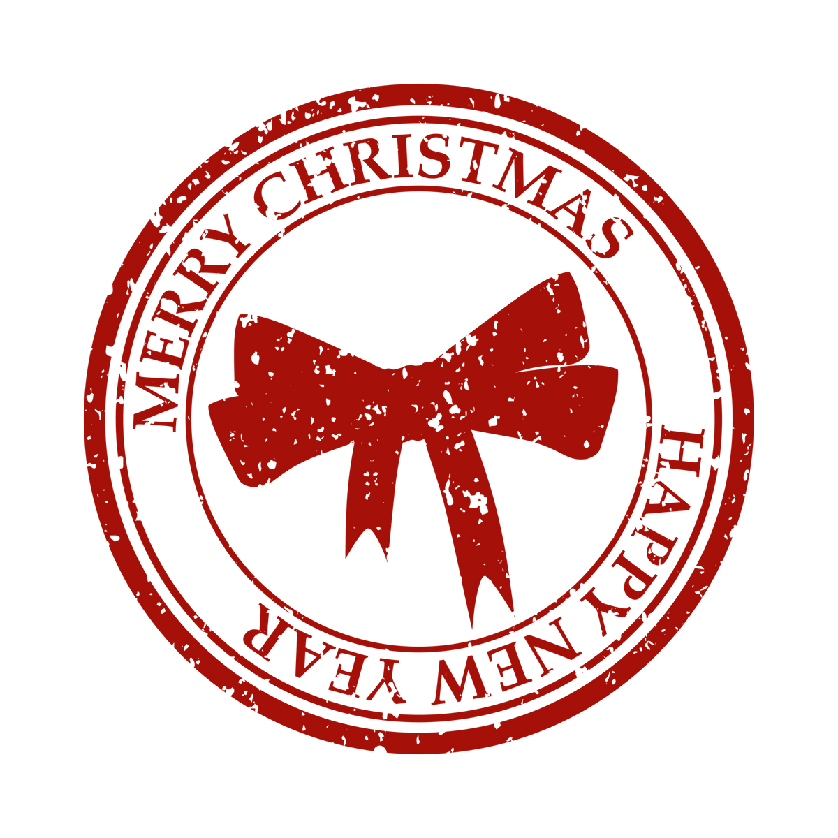 Christmas stamp-style badge DTF transfer design XMAS1478-22. Printed textile transfer only.