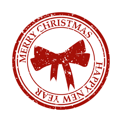 Christmas stamp-style badge DTF transfer design XMAS1478-22. Printed textile transfer only.
