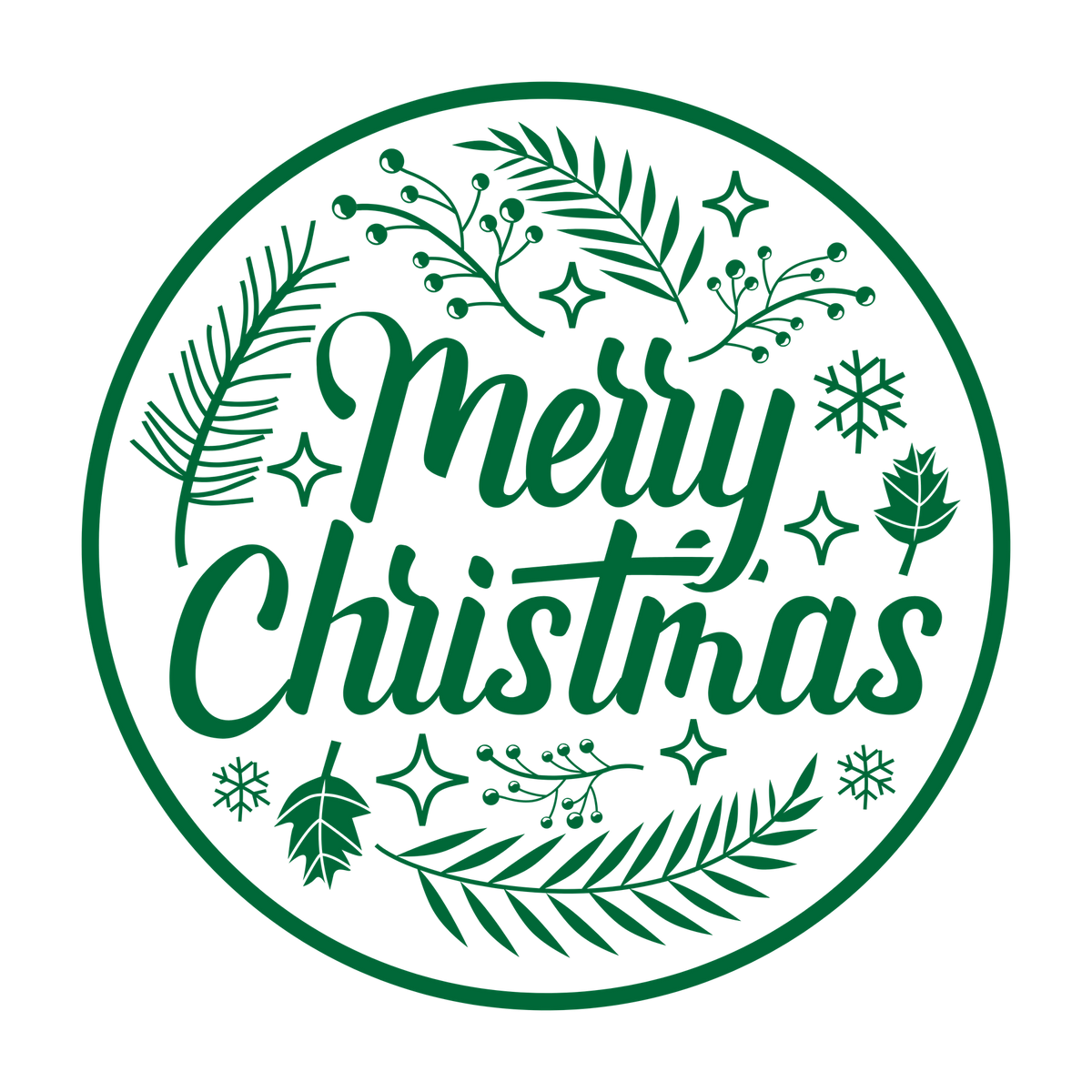 Christmas stamp-style badge DTF transfer design XMAS1478-23. Printed textile transfer only.