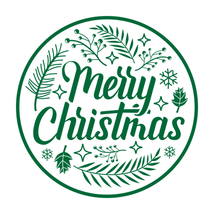 Christmas stamp-style badge DTF transfer design XMAS1478-23. Printed textile transfer only.