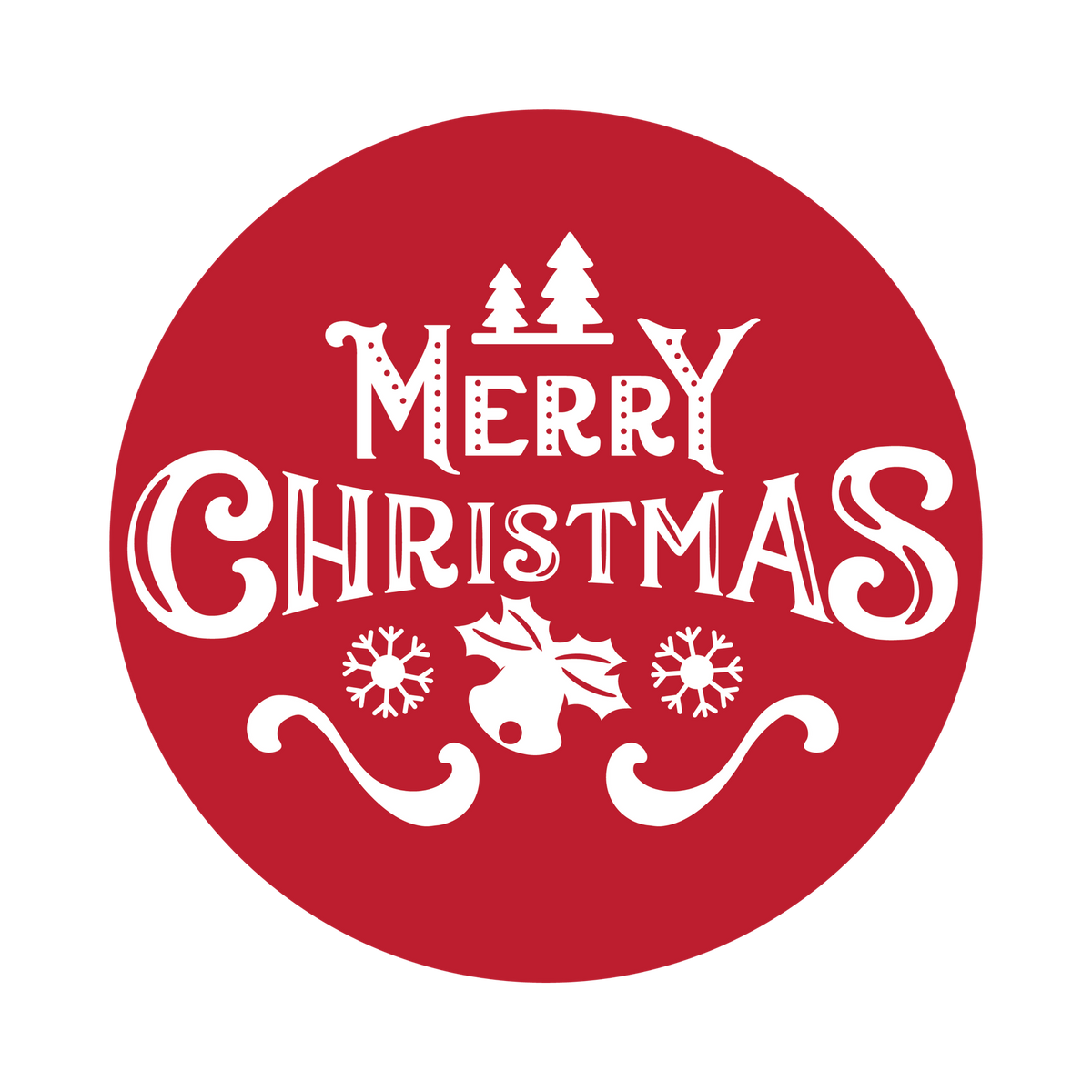 Christmas stamp-style badge DTF transfer design XMAS1478-27. Printed textile transfer only.