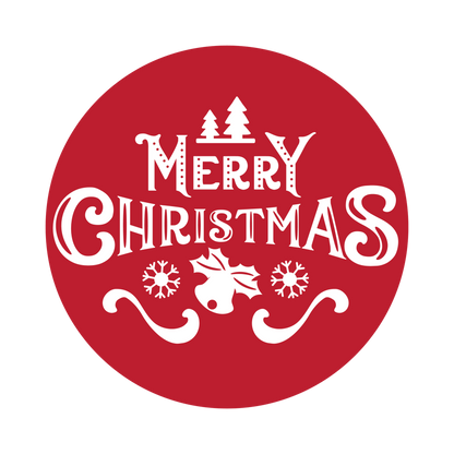Christmas stamp-style badge DTF transfer design XMAS1478-27. Printed textile transfer only.