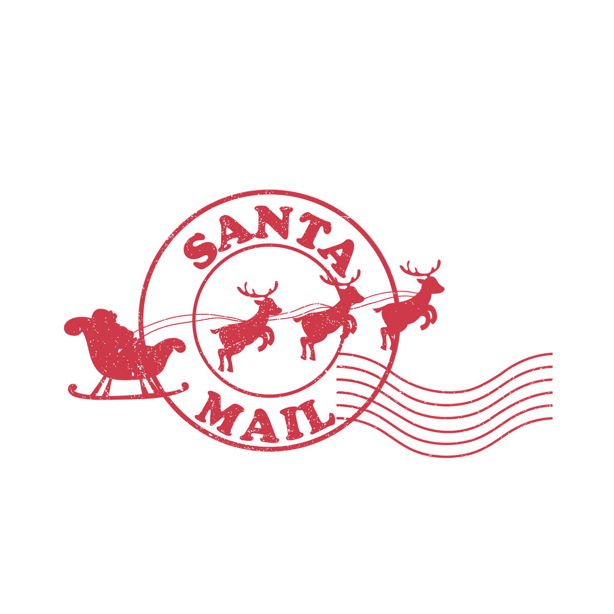 Christmas stamp-style badge DTF transfer design XMAS1478-28. Printed textile transfer only.