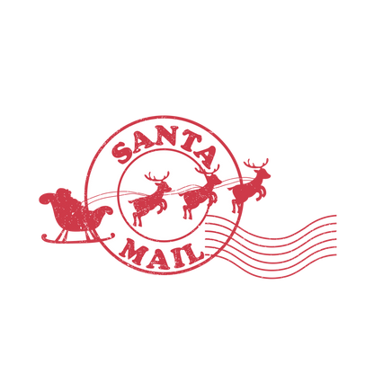 Christmas stamp-style badge DTF transfer design XMAS1478-28. Printed textile transfer only.