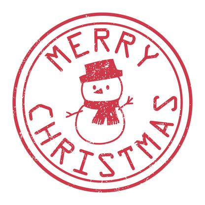 Christmas stamp-style badge DTF transfer design XMAS1478-30. Printed textile transfer only.