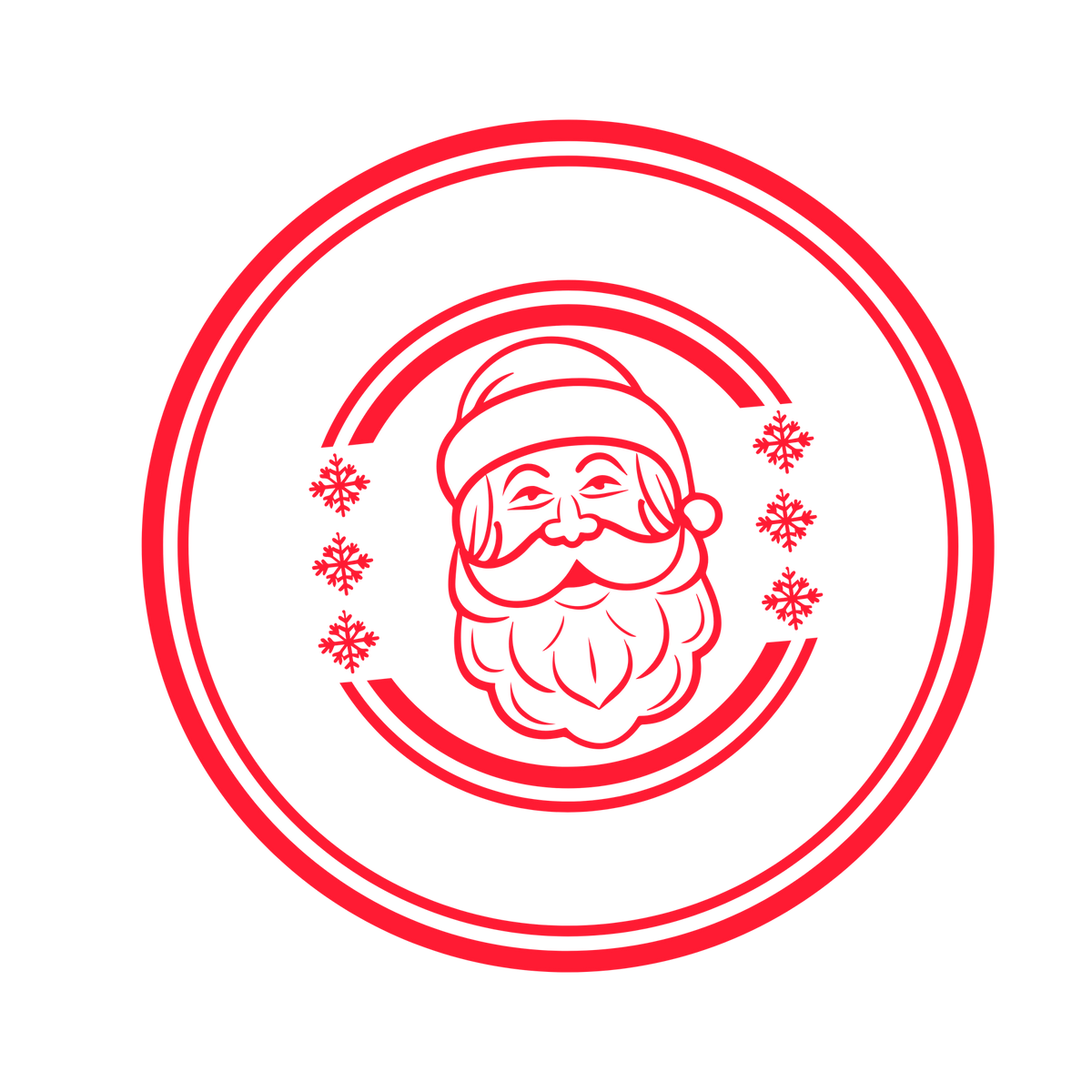 Christmas stamp-style badge DTF transfer design XMAS1478-31. Printed textile transfer only.