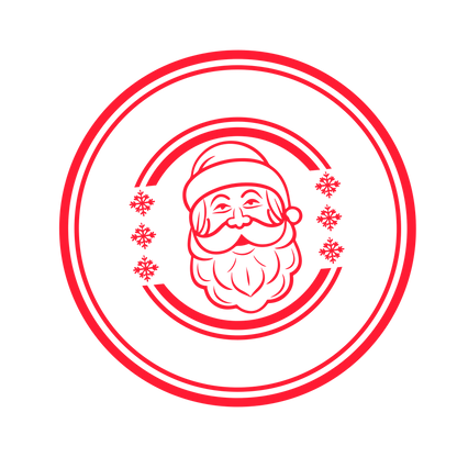 Christmas stamp-style badge DTF transfer design XMAS1478-31. Printed textile transfer only.