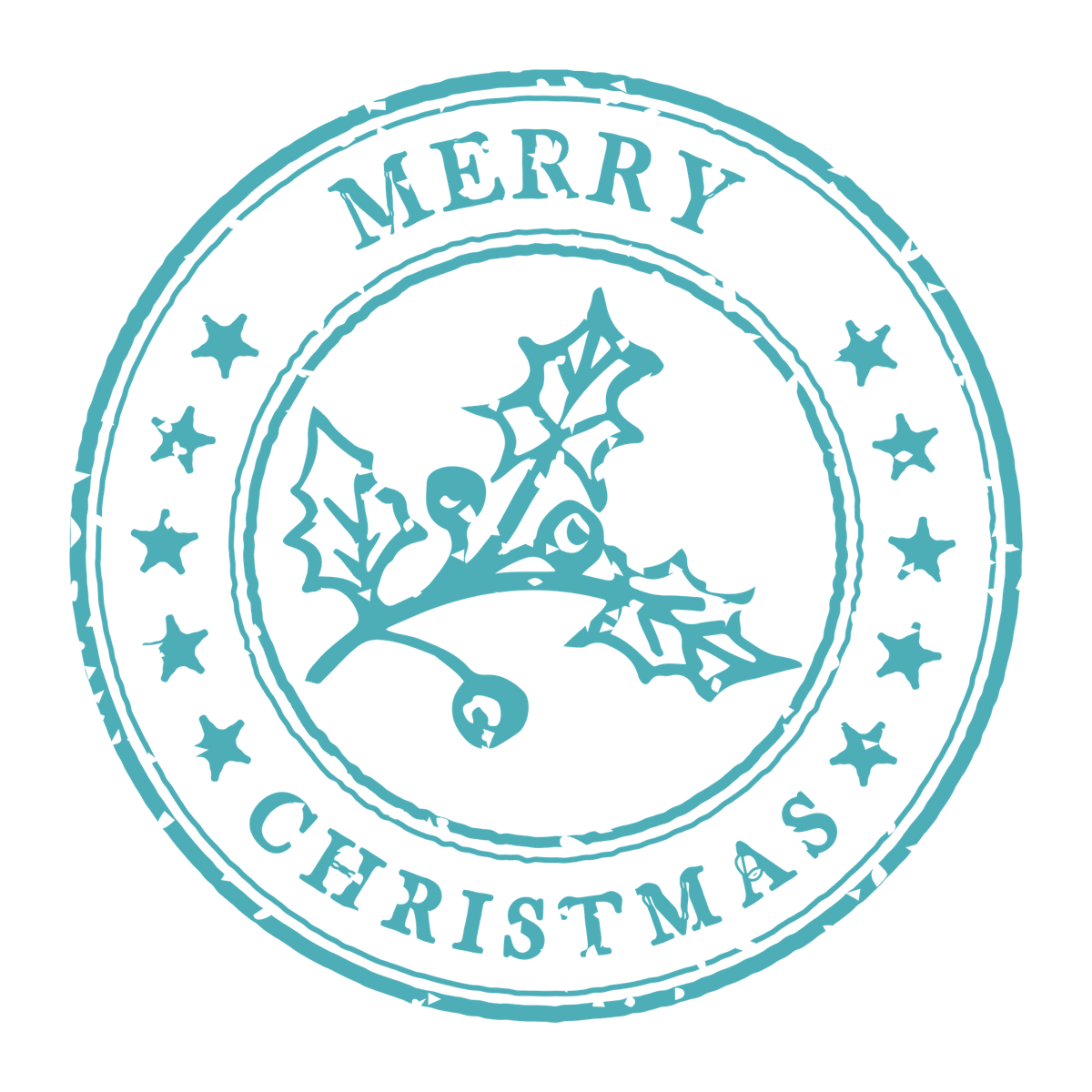 Christmas stamp-style badge DTF transfer design XMAS1478-32. Printed textile transfer only.