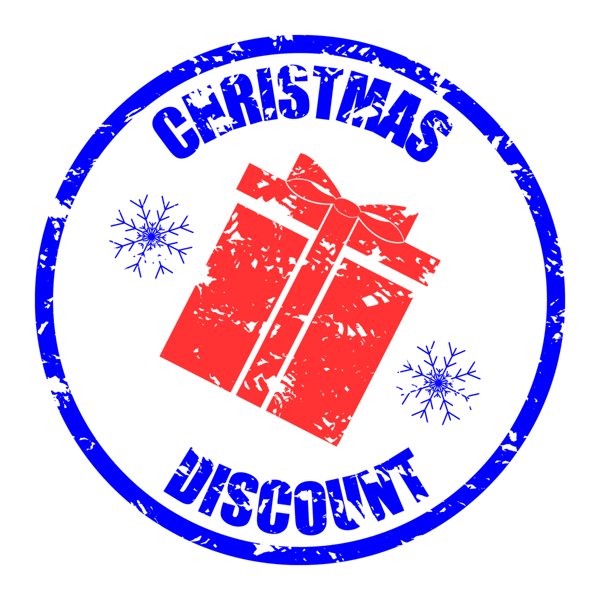 Christmas stamp-style badge DTF transfer design XMAS1478-33. Printed textile transfer only.