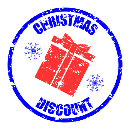Christmas stamp-style badge DTF transfer design XMAS1478-33. Printed textile transfer only.