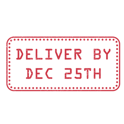 Christmas stamp-style badge DTF transfer design XMAS1478-34. Printed textile transfer only.