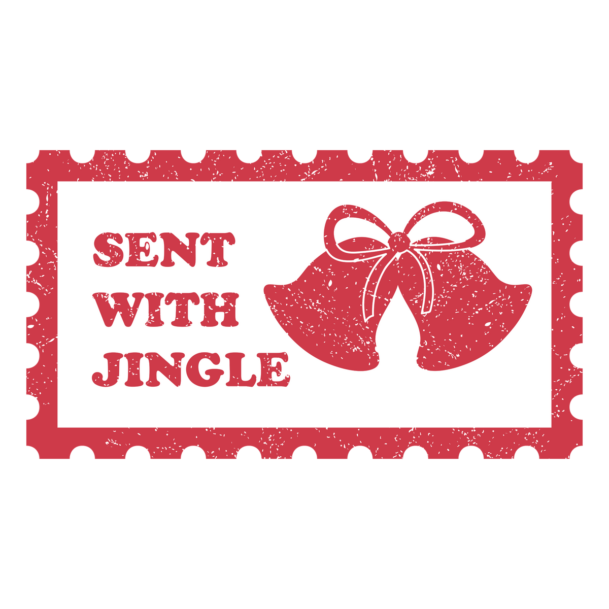 Christmas stamp-style badge DTF transfer design XMAS1478-35. Printed textile transfer only.