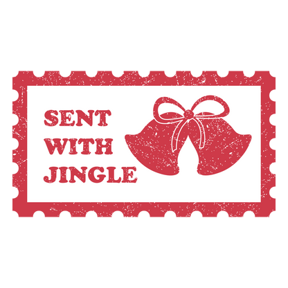 Christmas stamp-style badge DTF transfer design XMAS1478-35. Printed textile transfer only.
