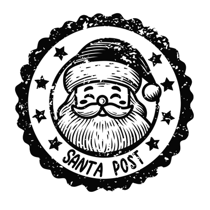 Christmas stamp-style badge DTF transfer design XMAS1478-39. Printed textile transfer only.