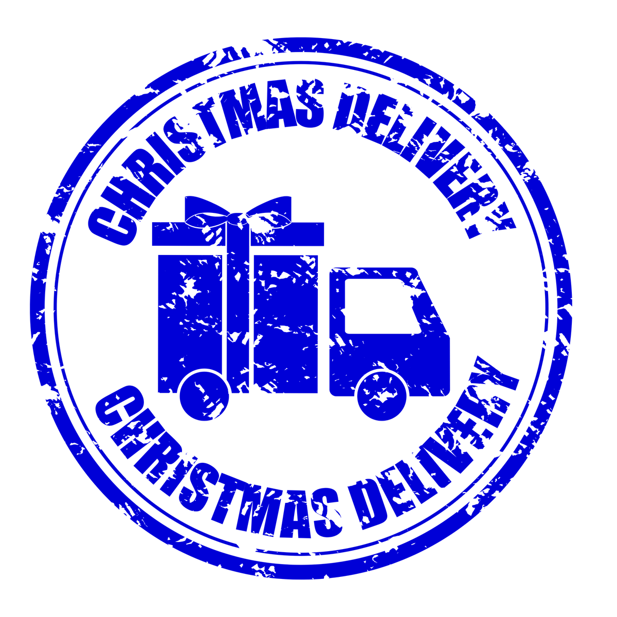 Christmas stamp-style badge DTF transfer design XMAS1478-41. Printed textile transfer only.