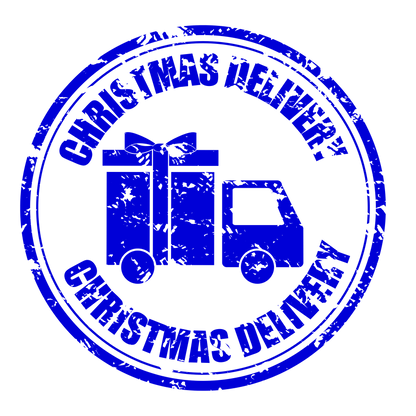 Christmas stamp-style badge DTF transfer design XMAS1478-41. Printed textile transfer only.