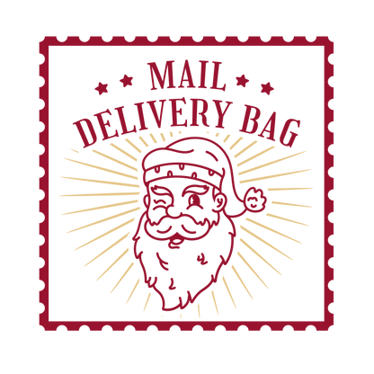 Christmas stamp-style badge DTF transfer design XMAS1478-42. Printed textile transfer only.