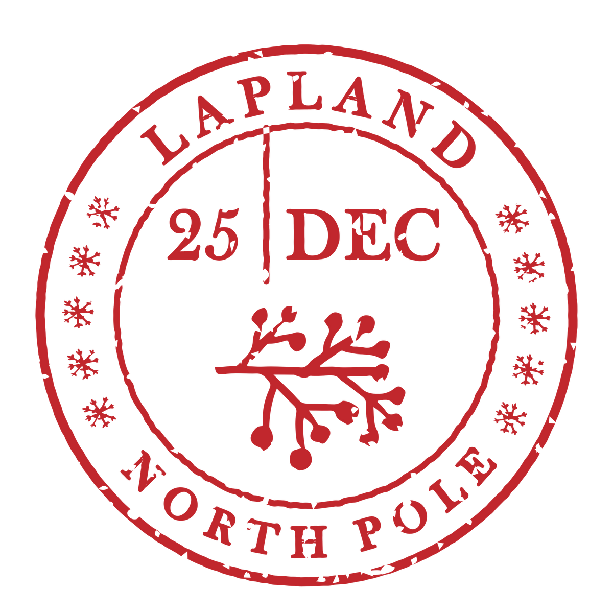 Christmas stamp-style badge DTF transfer design XMAS1478-43. Printed textile transfer only.
