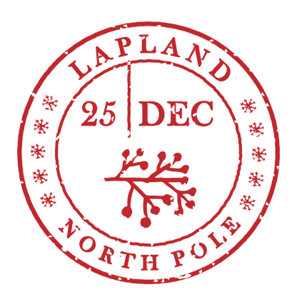 Christmas stamp-style badge DTF transfer design XMAS1478-43. Printed textile transfer only.