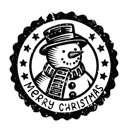 Christmas stamp-style badge DTF transfer design XMAS1478-5. Printed textile transfer only.