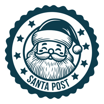 Christmas stamp-style badge DTF transfer design XMAS1478-7. Printed textile transfer only.