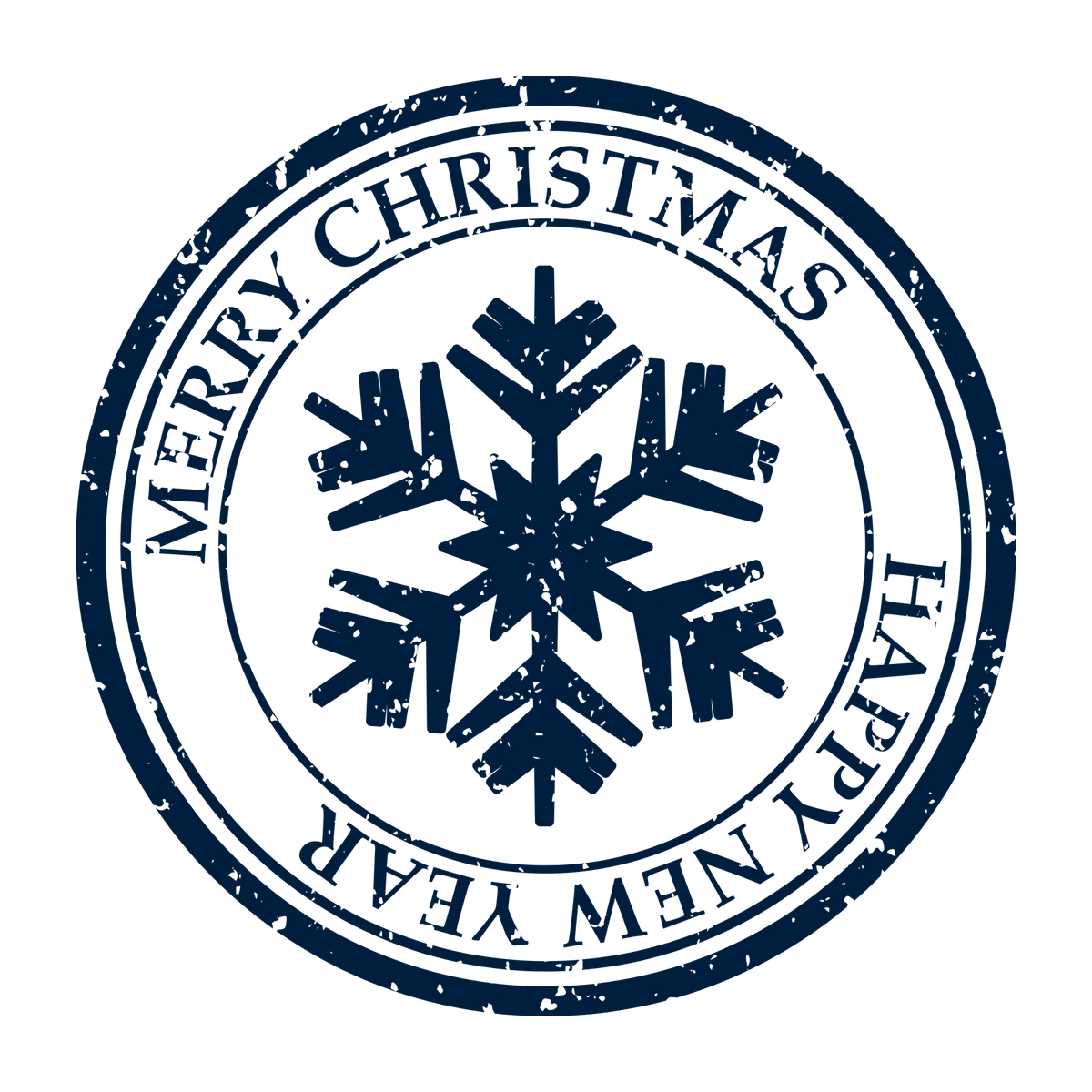 Christmas stamp-style badge DTF transfer design XMAS1478-8. Printed textile transfer only.