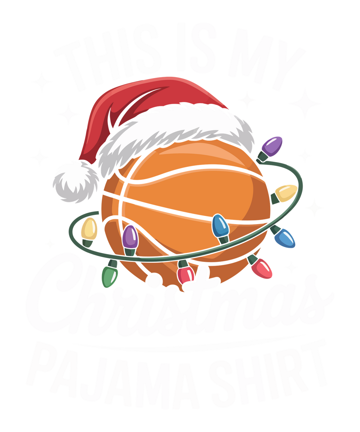 Christmas sports ball DTF transfer design XMAS1479-1. Physical textile transfer only.
