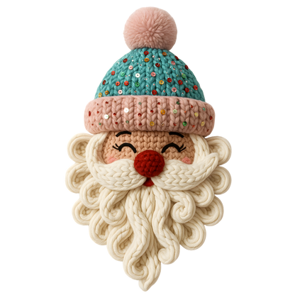 Crochet-look Christmas character DTF transfer design XMAS1480-1. Flat printed textile transfer, not actual yarn.