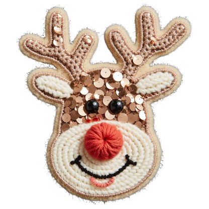 Crochet-look Christmas character DTF transfer design XMAS1480-10. Flat printed textile transfer, not actual yarn.