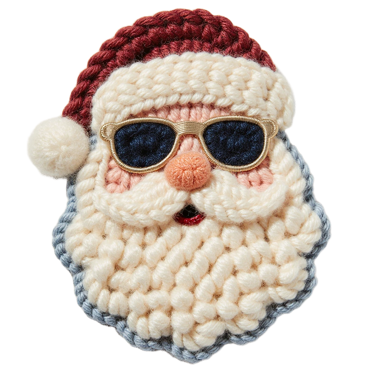 Crochet-look Christmas character DTF transfer design XMAS1480-11. Flat printed textile transfer, not actual yarn.