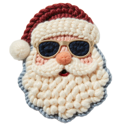 Crochet-look Christmas character DTF transfer design XMAS1480-11. Flat printed textile transfer, not actual yarn.