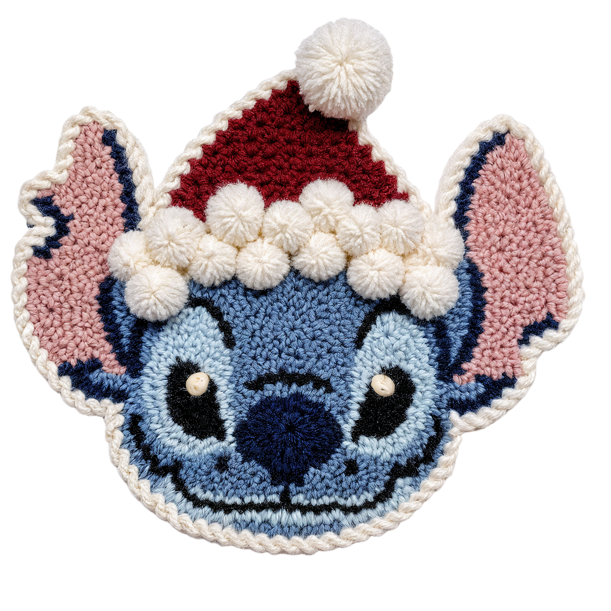 Crochet-look Christmas character DTF transfer design XMAS1480-12. Flat printed textile transfer, not actual yarn.