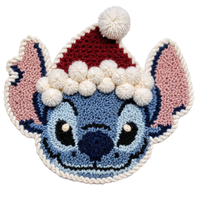 Crochet-look Christmas character DTF transfer design XMAS1480-12. Flat printed textile transfer, not actual yarn.