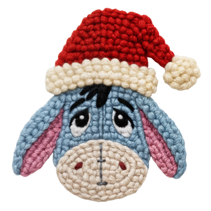 Crochet-look Christmas character DTF transfer design XMAS1480-13. Flat printed textile transfer, not actual yarn.
