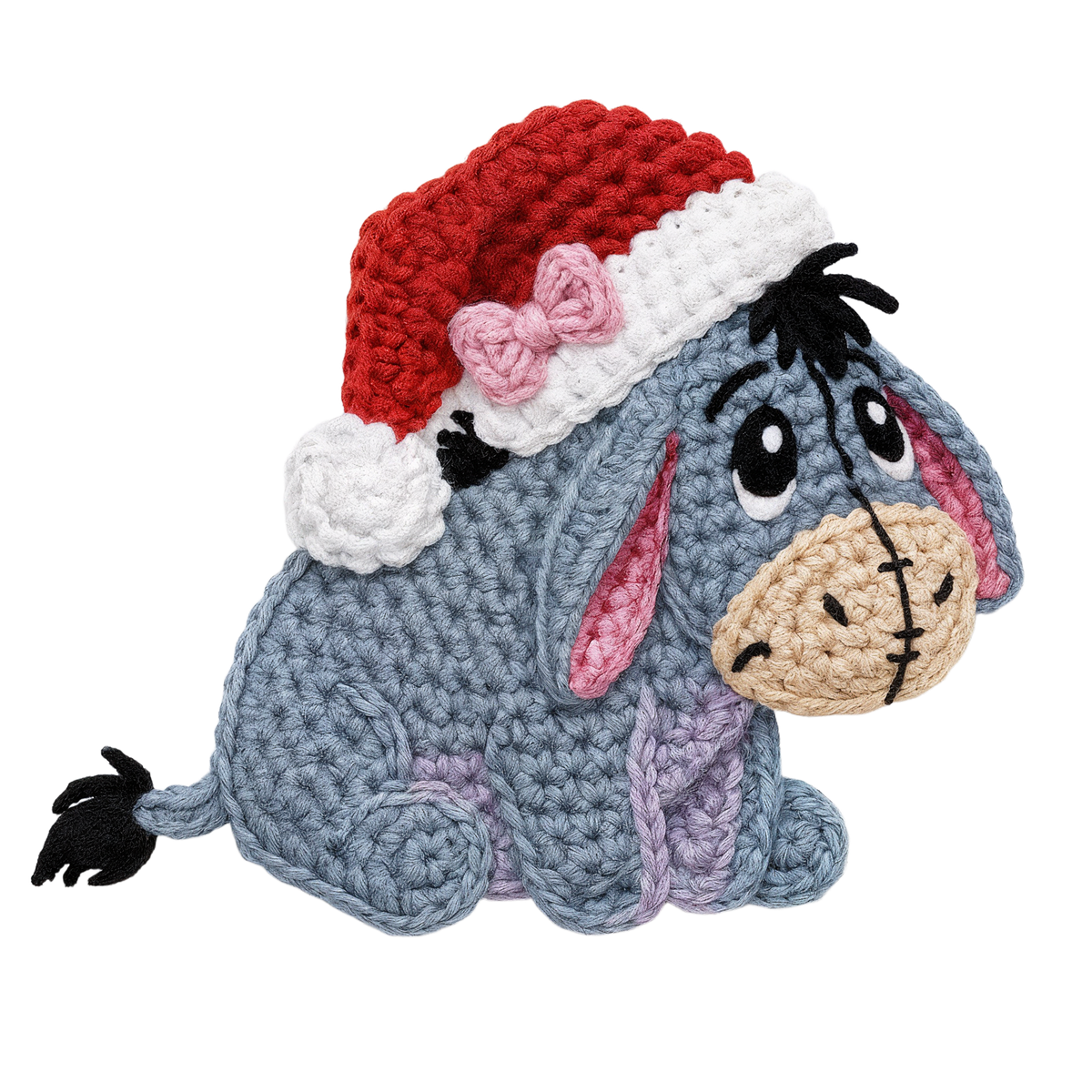 Crochet-look Christmas character DTF transfer design XMAS1480-14. Flat printed textile transfer, not actual yarn.