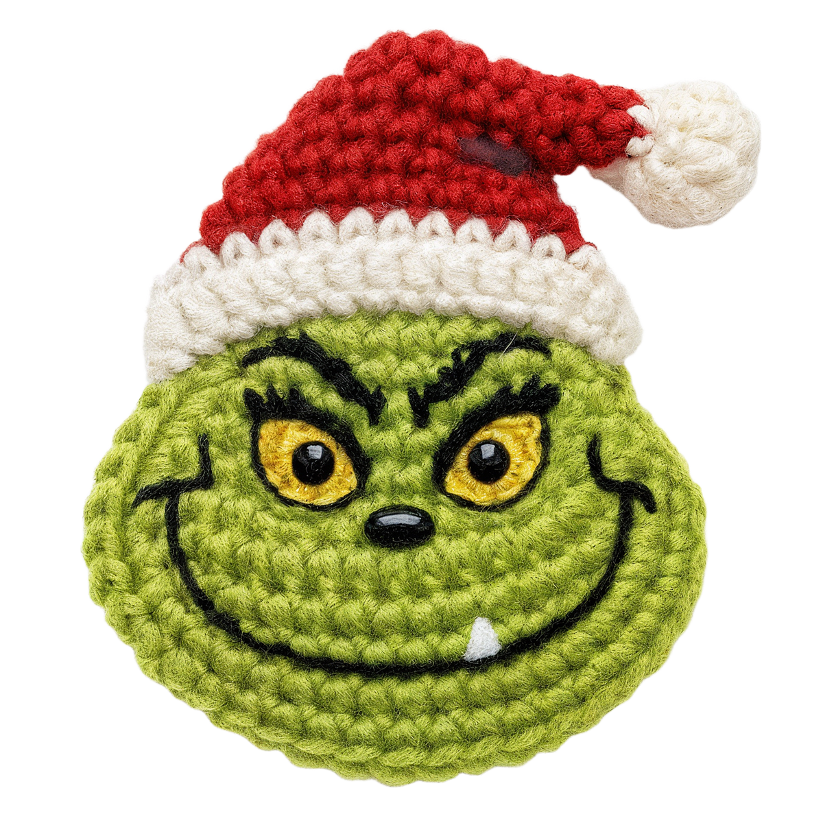 Crochet-look Christmas character DTF transfer design XMAS1480-15. Flat printed textile transfer, not actual yarn.