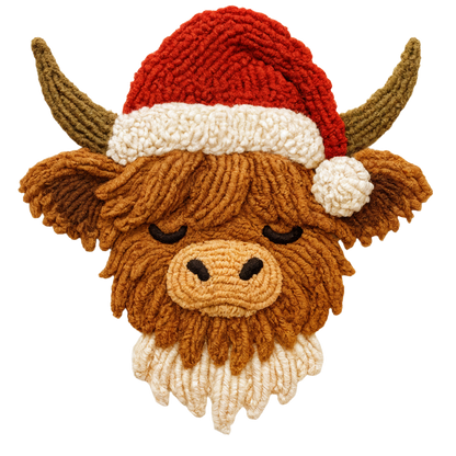 Crochet-look Christmas character DTF transfer design XMAS1480-16. Flat printed textile transfer, not actual yarn.