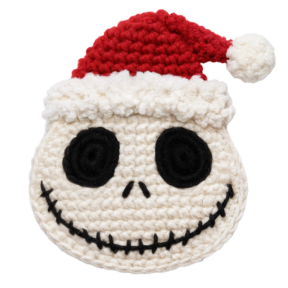 Crochet-look Christmas character DTF transfer design XMAS1480-17. Flat printed textile transfer, not actual yarn.