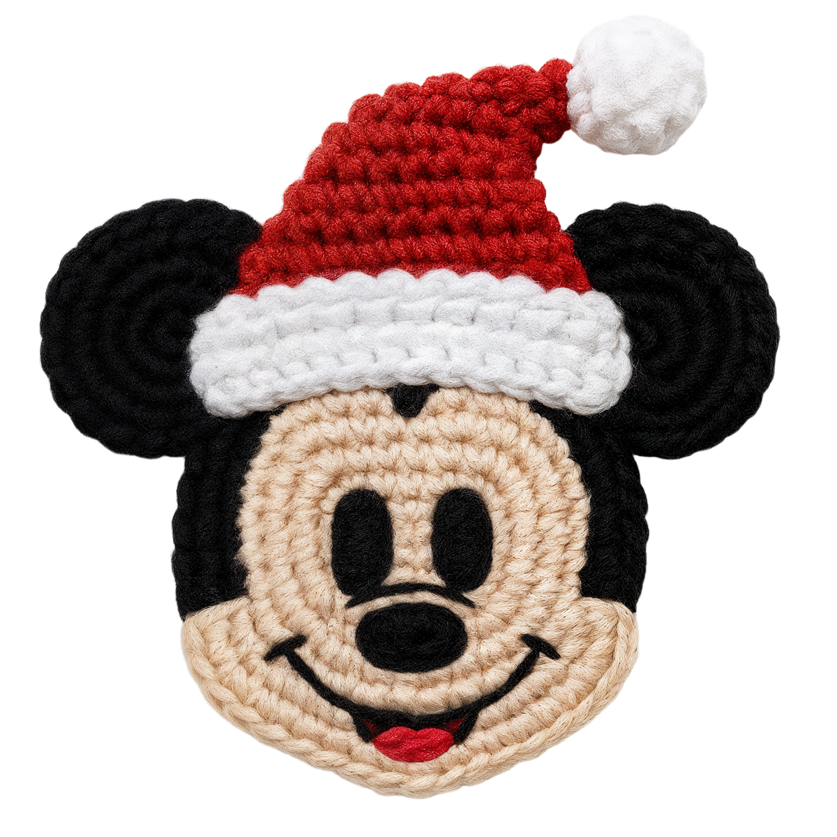 Crochet-look Christmas character DTF transfer design XMAS1480-18. Flat printed textile transfer, not actual yarn.