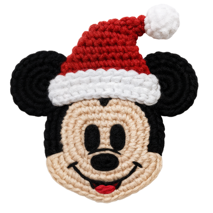 Crochet-look Christmas character DTF transfer design XMAS1480-18. Flat printed textile transfer, not actual yarn.