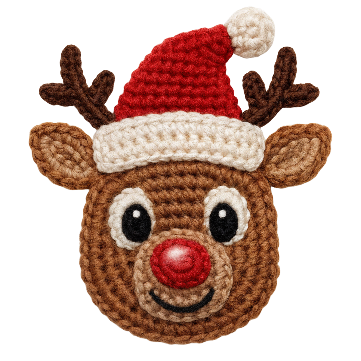 Crochet-look Christmas character DTF transfer design XMAS1480-20. Flat printed textile transfer, not actual yarn.