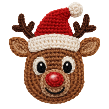 Crochet-look Christmas character DTF transfer design XMAS1480-20. Flat printed textile transfer, not actual yarn.