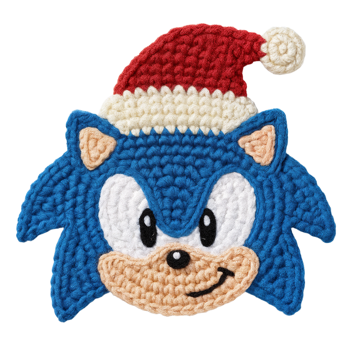 Crochet-look Christmas character DTF transfer design XMAS1480-22. Flat printed textile transfer, not actual yarn.