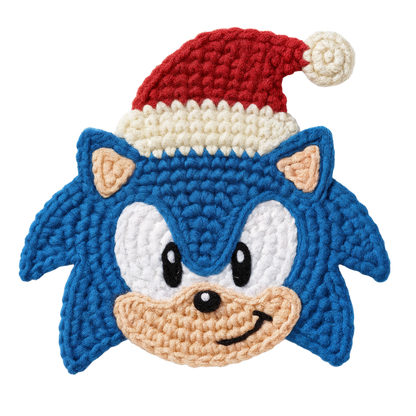 Crochet-look Christmas character DTF transfer design XMAS1480-22. Flat printed textile transfer, not actual yarn.