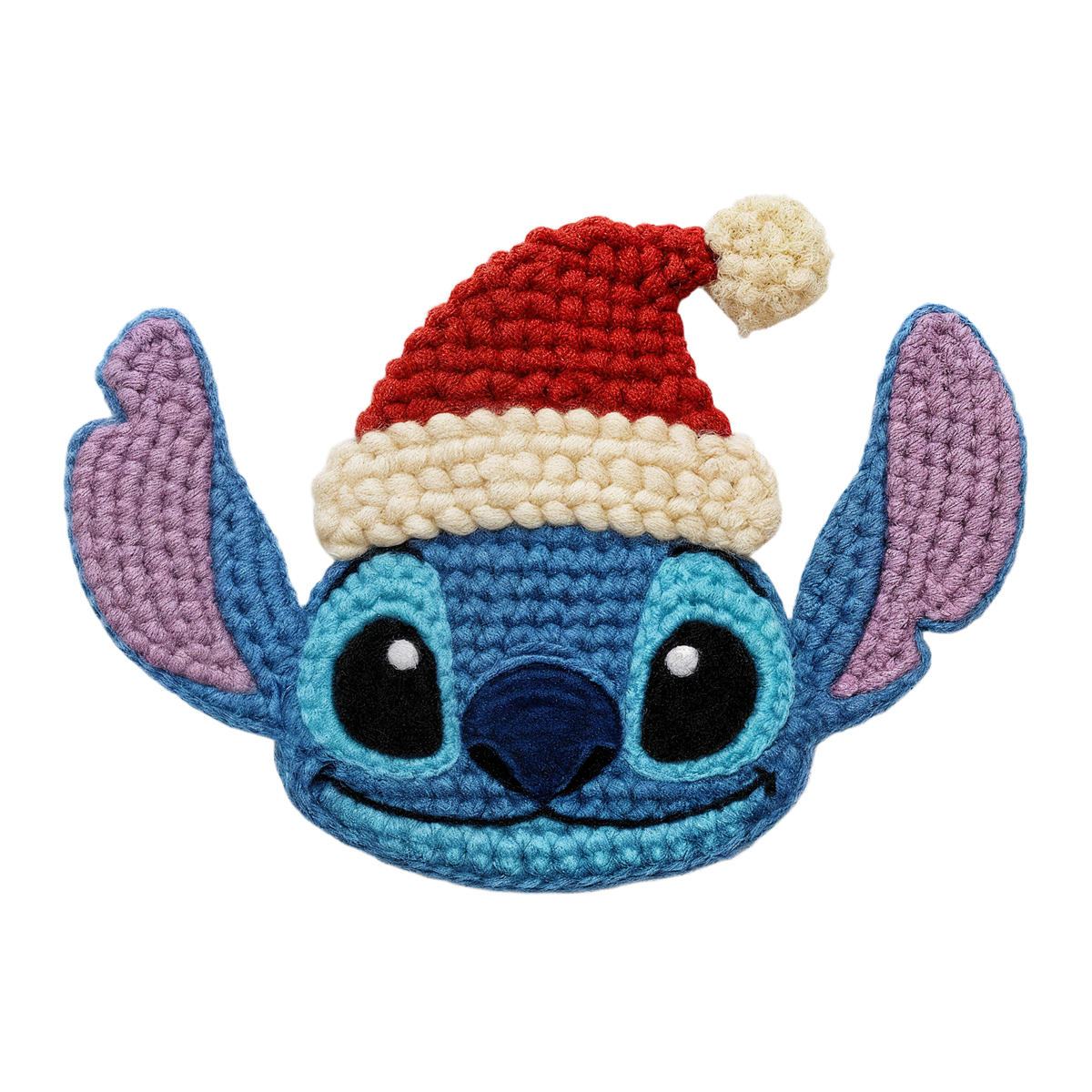 Crochet-look Christmas character DTF transfer design XMAS1480-24. Flat printed textile transfer, not actual yarn.